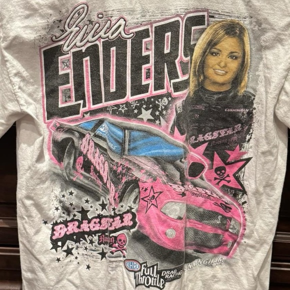 White and Pink Graphic T-Shirt SMALL - Picture 4 of 5